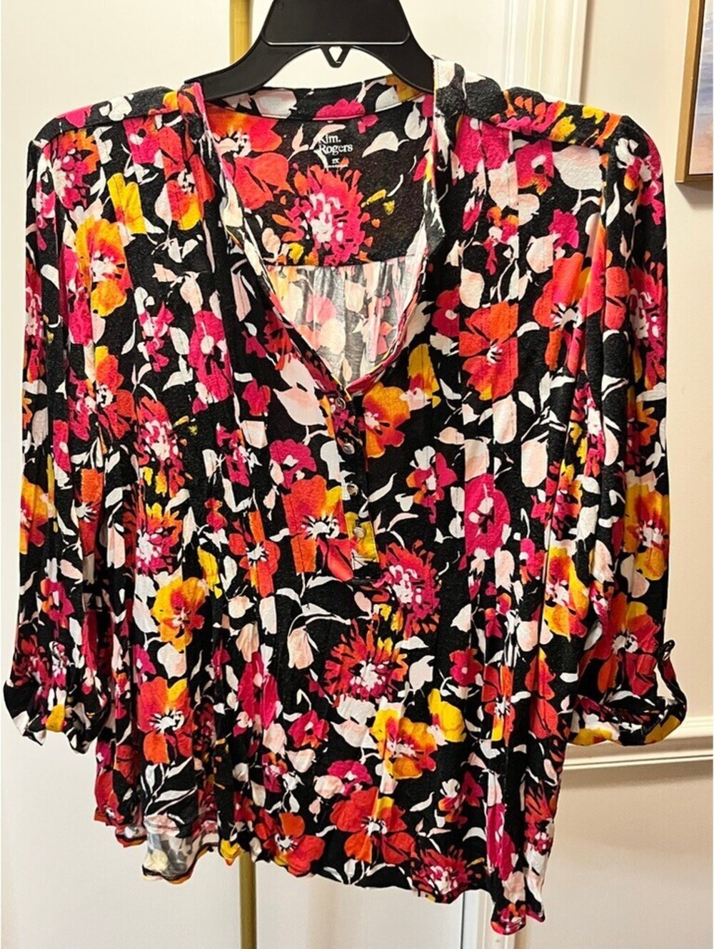 Kim Rogers 2X Floral Blouse - Bright & Breezy Style!